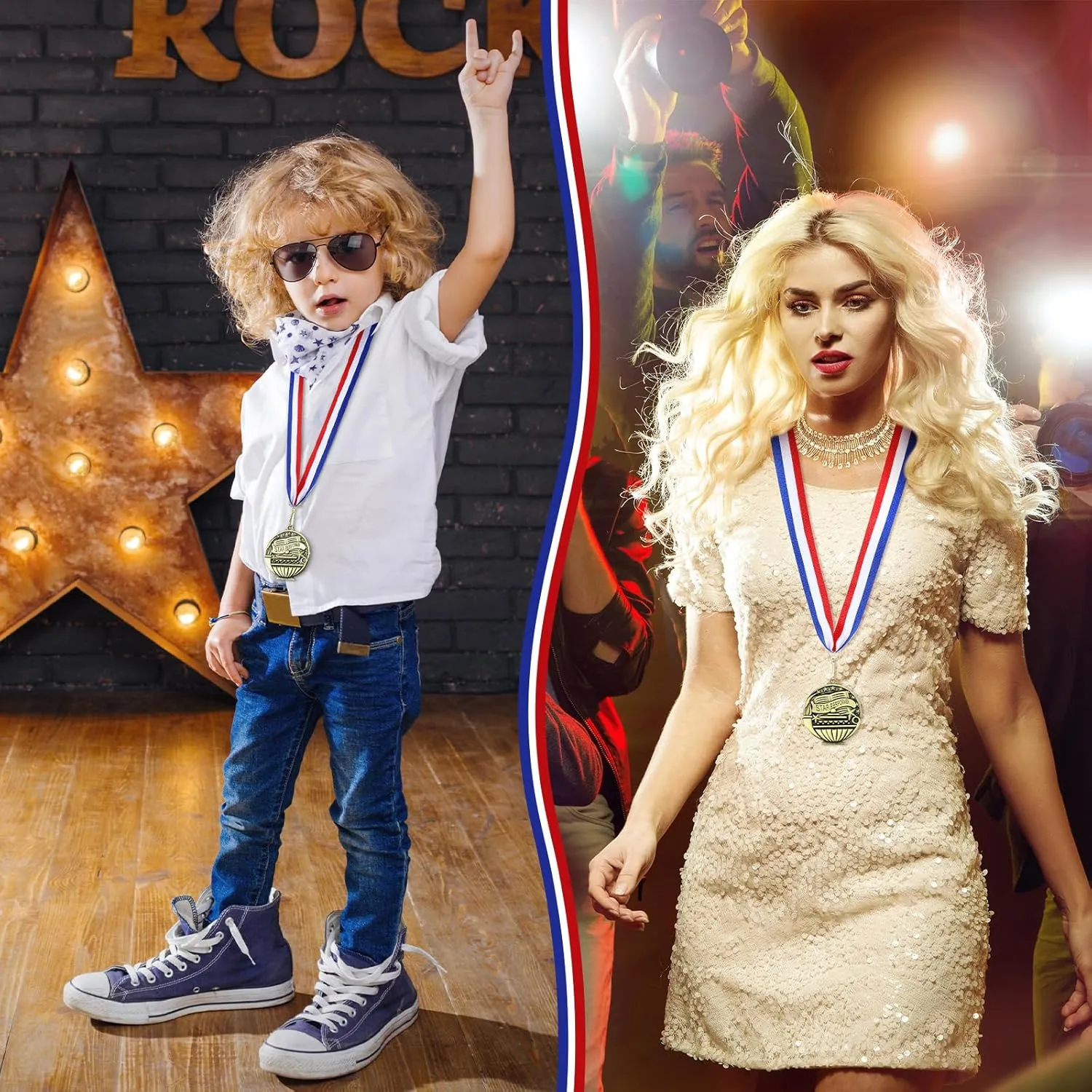 Award Medals Bulk 2'' Award Medals with Neck Ribbons Gold Bronze Winner Metal Trophy Prize Gift Prize for Competition Kids Adults Graduation Students