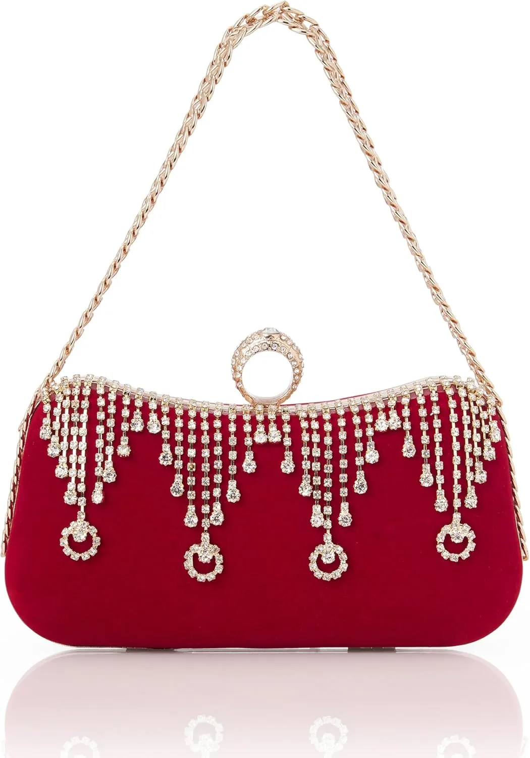 BABEYOND Clutch Purses for Women - Velvet Evening Bag Rhinestone Pendant Clutch for Bride Party Prom Wedding