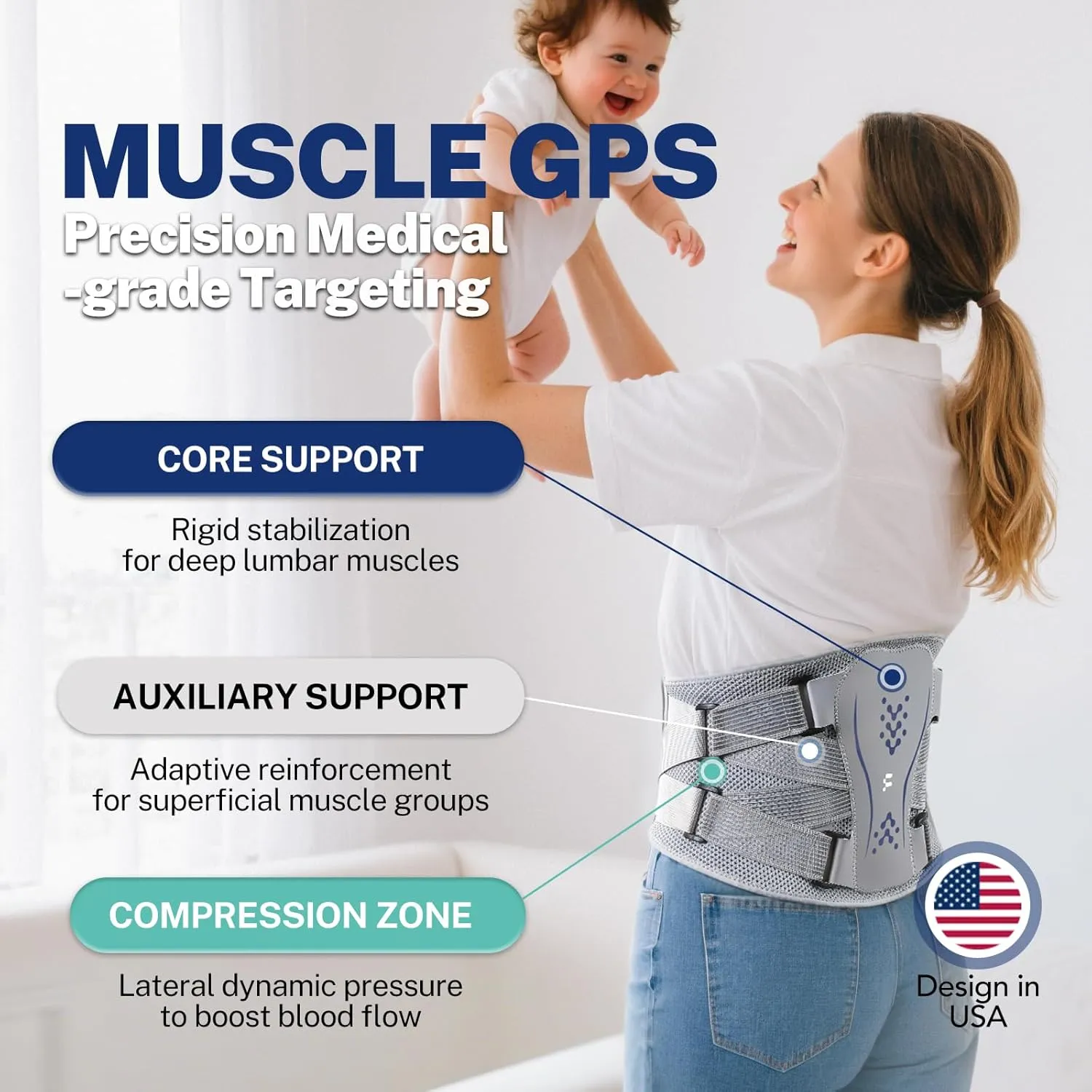 Back Brace for Lower Back Pain Relief, 4-Way Stretch Knit Fabric, Reinforced Lumbar Support, Ventilated Mesh, 360° Spine Protection, Size L