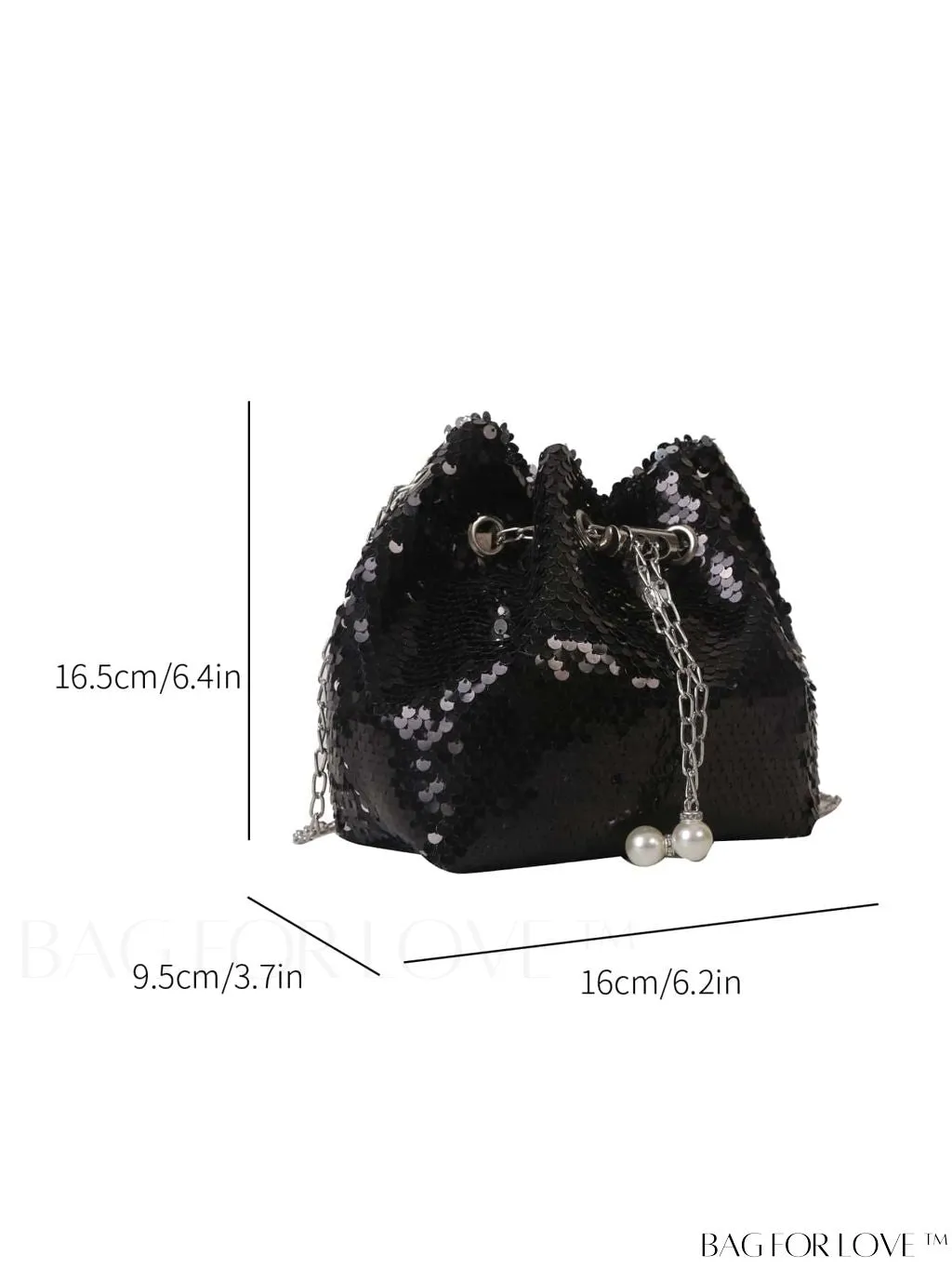 BagForLove - Chic Glitter Chain Mini Crossbody Bag with Drawstring - Solid Color