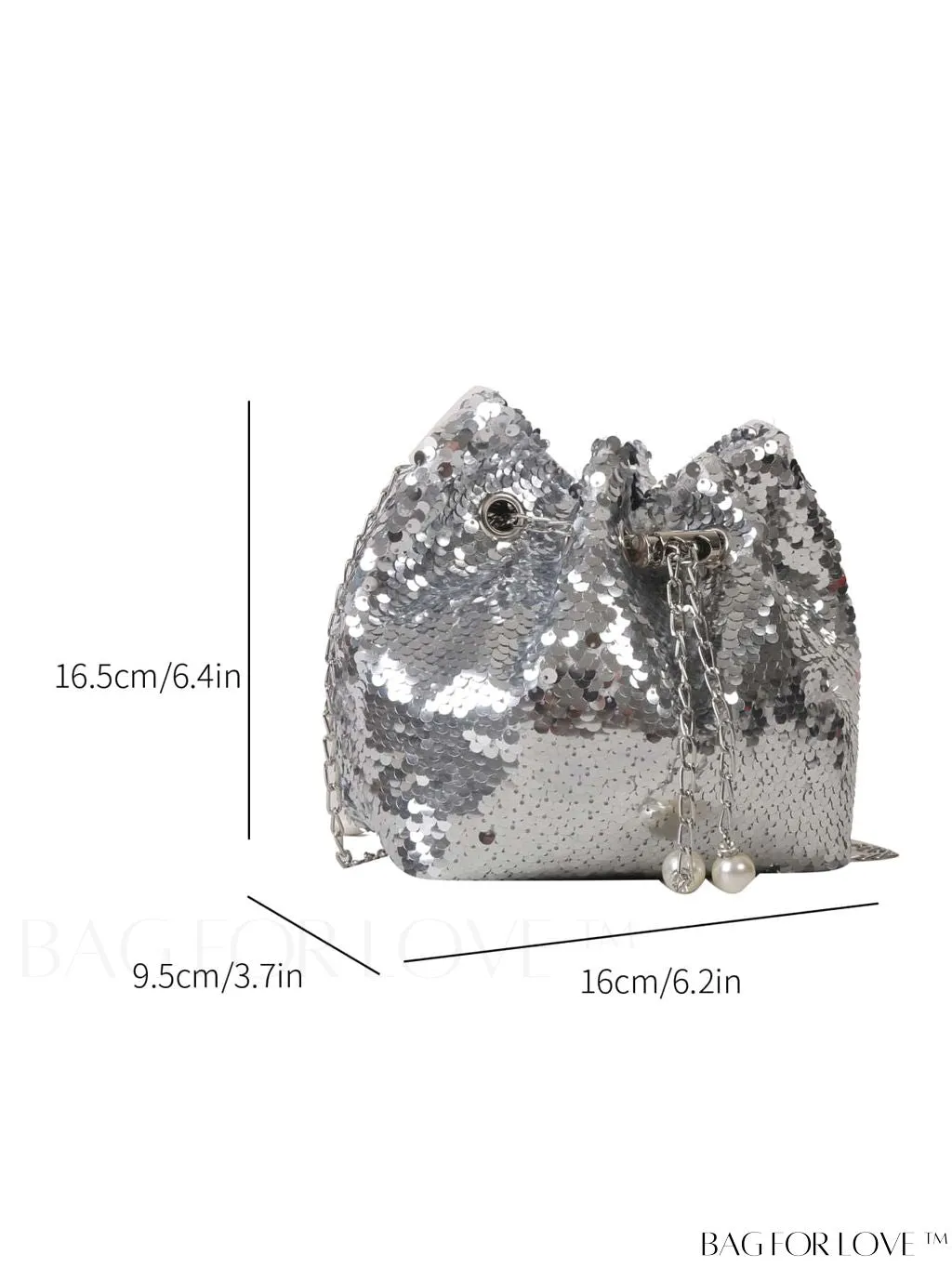 BagForLove - Chic Glitter Chain Mini Crossbody Bag with Drawstring - Solid Color