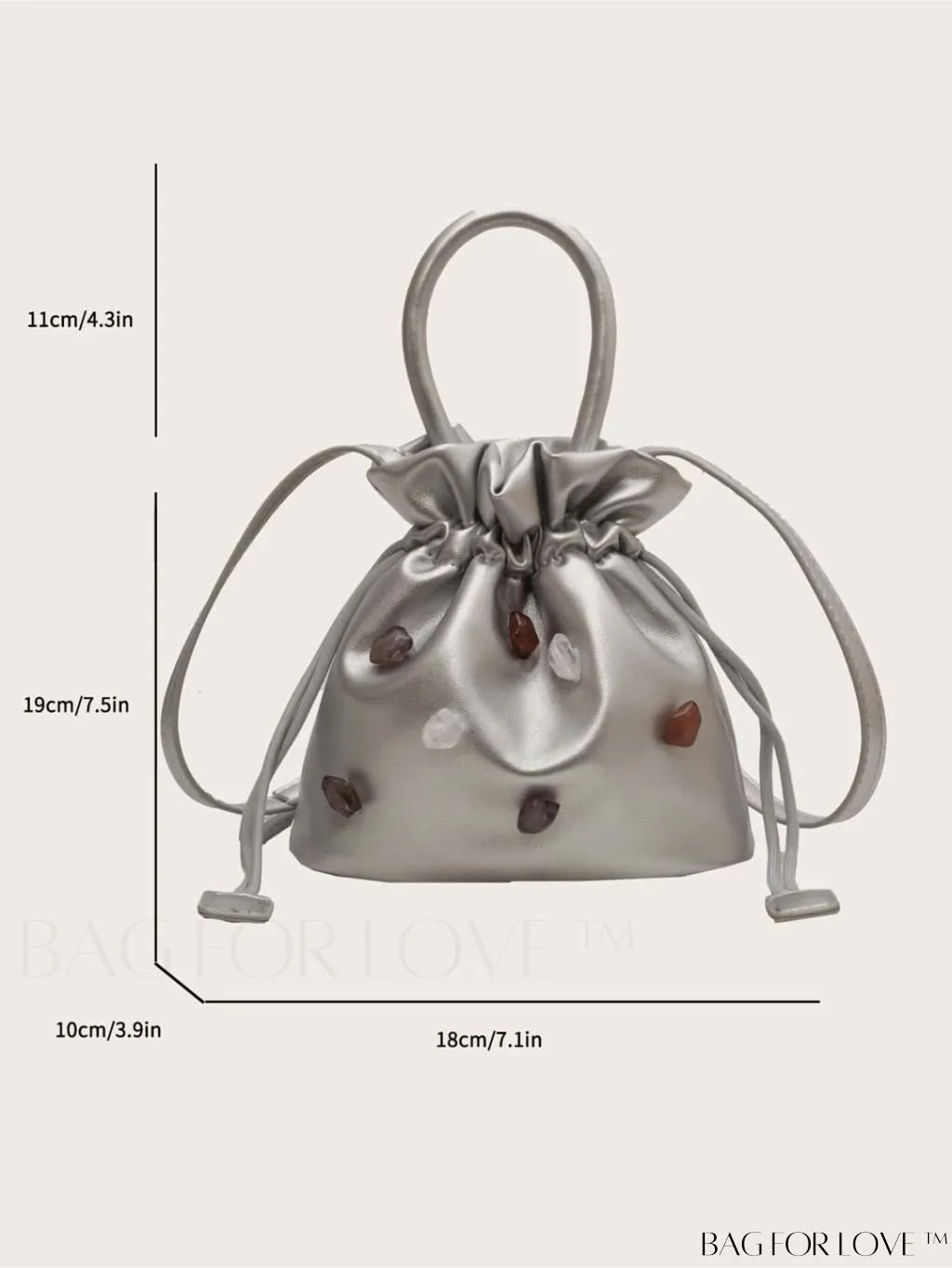 BagForLove - Chic Small Silver Bucket-shaped Handbag for Women