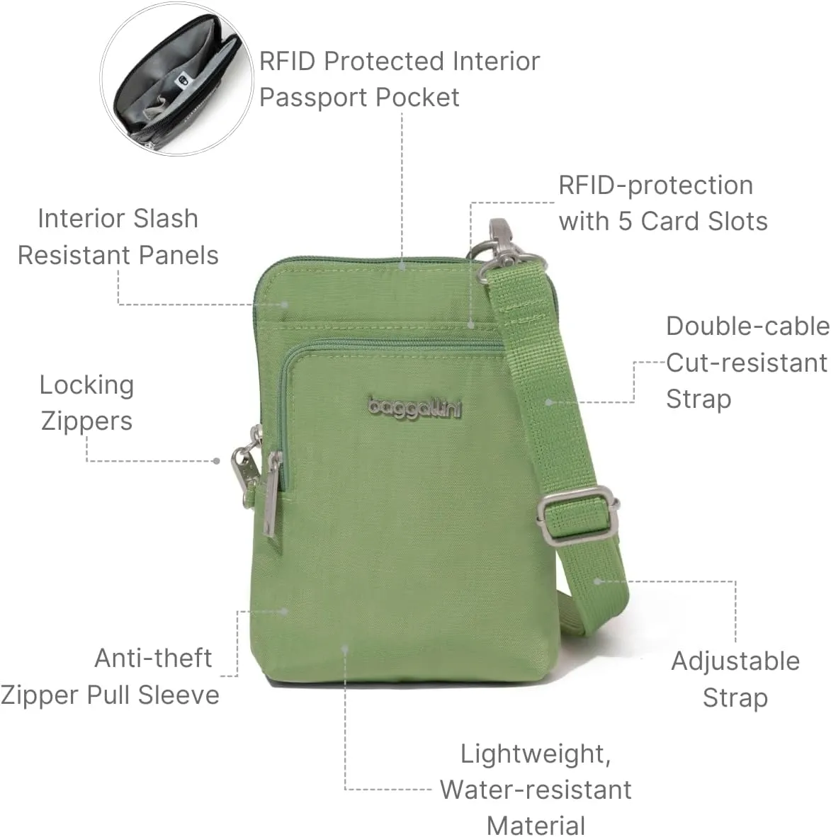 Baggallini Securtex Anti-Theft Activity Crossbody Bag
