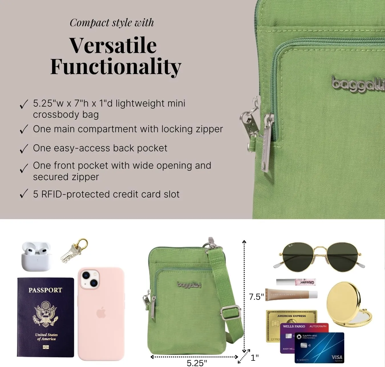 Baggallini Securtex Anti-Theft Activity Crossbody Bag