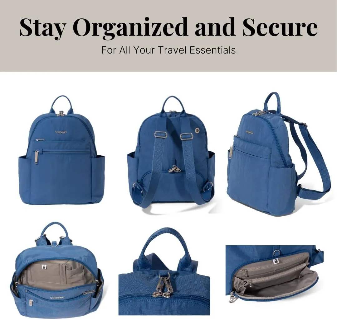Baggallini Securtex® Anti-theft Vacation Travel Backpack 10x13 Slash-Resistant Nylon Daypack w/RFID