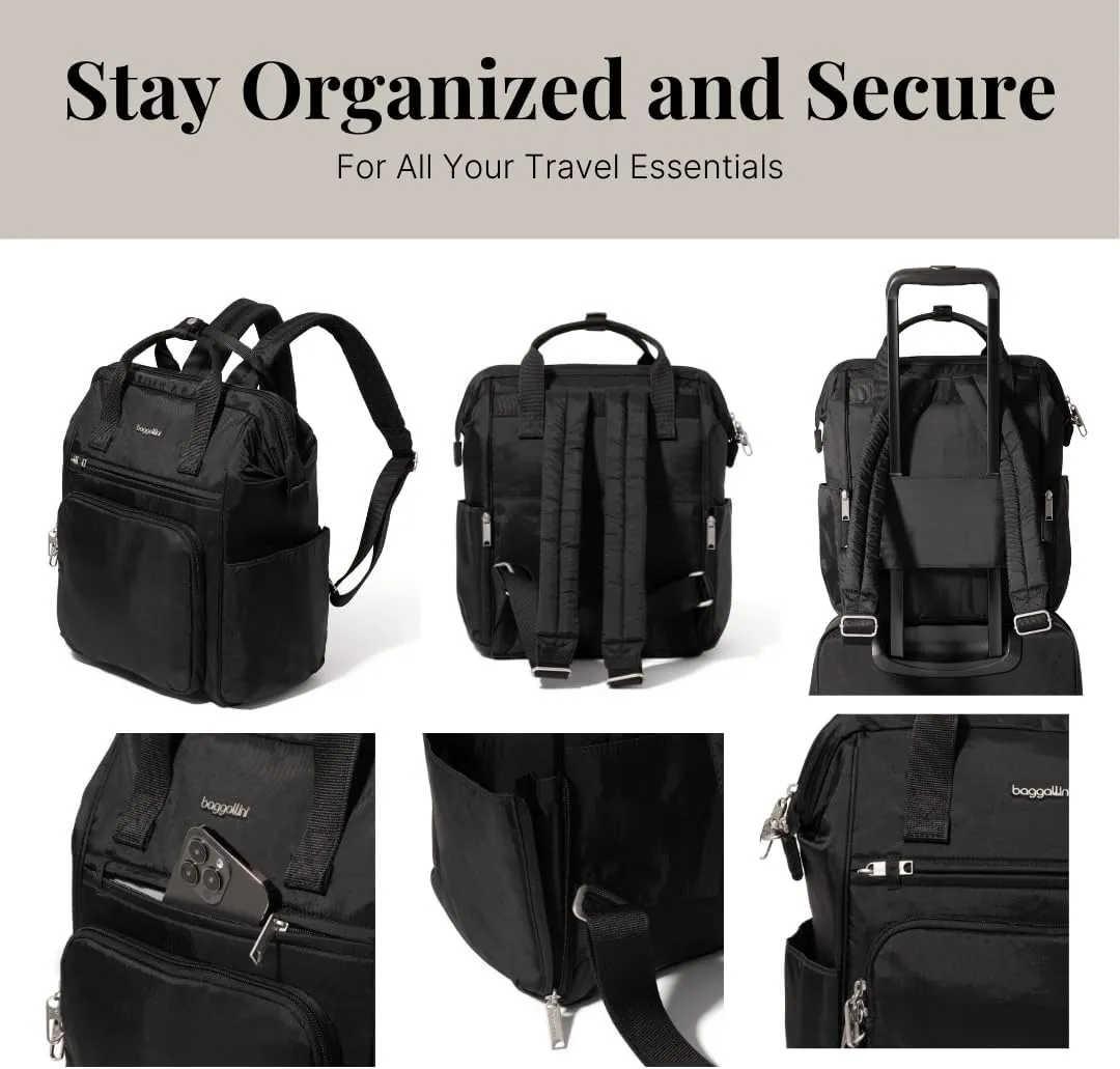 Baggallini Securtex Anti-Theft Windsor Backpack for Travel, Work & Collage, RFID & Locking Zipper, Up to 16" Laptop