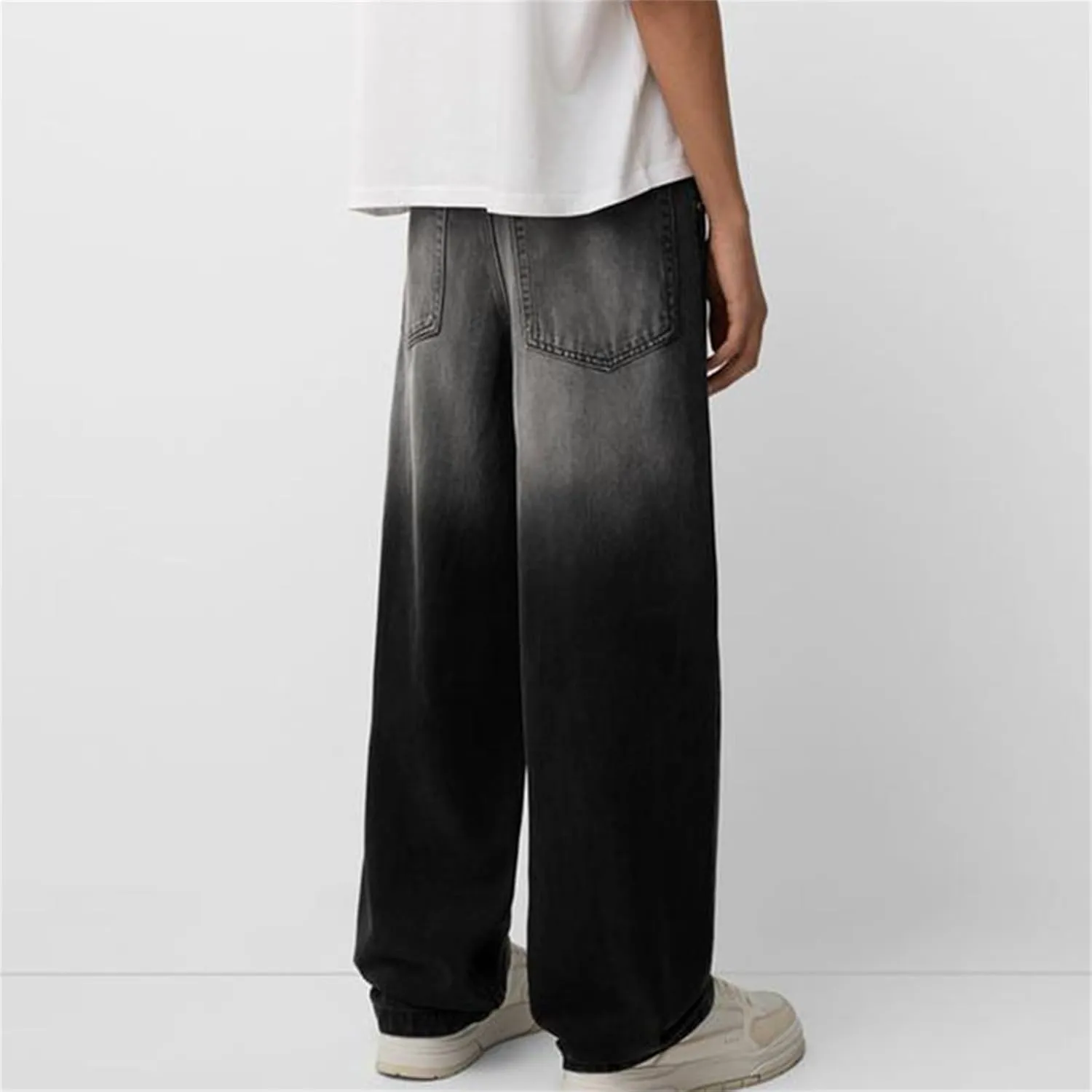 Baggy Jeans for Men Streetwear Hip Hop Vintage Wide Leg Loose Fit Denim Pants Skater Distressed Jeans Trousers