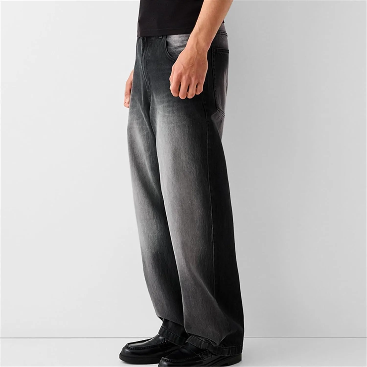 Baggy Jeans for Men Streetwear Hip Hop Vintage Wide Leg Loose Fit Denim Pants Skater Distressed Jeans Trousers