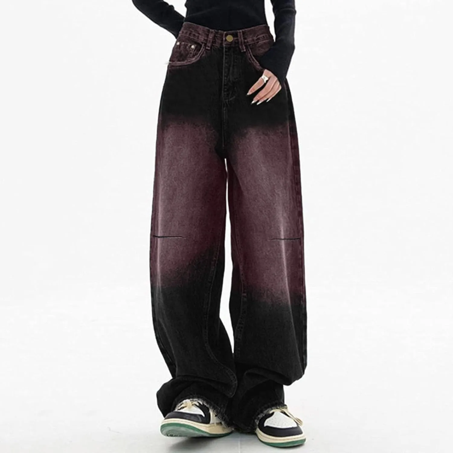 Baggy Jeans for Women High Waist Y2K Boyfriend Jeans Vintage Loose Wide Leg Denim Pants Teen Girls Hiphop Streetwear