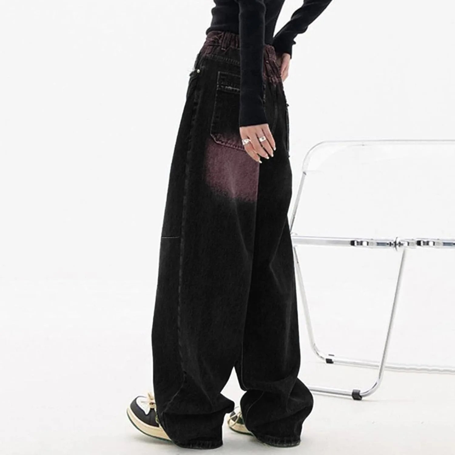 Baggy Jeans for Women High Waist Y2K Boyfriend Jeans Vintage Loose Wide Leg Denim Pants Teen Girls Hiphop Streetwear