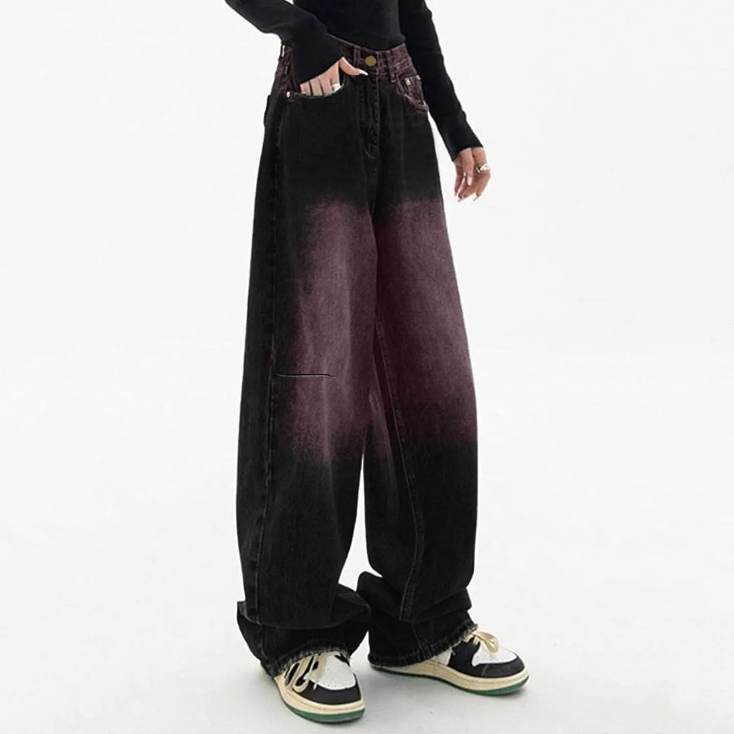Baggy Jeans for Women High Waist Y2K Boyfriend Jeans Vintage Loose Wide Leg Denim Pants Teen Girls Hiphop Streetwear