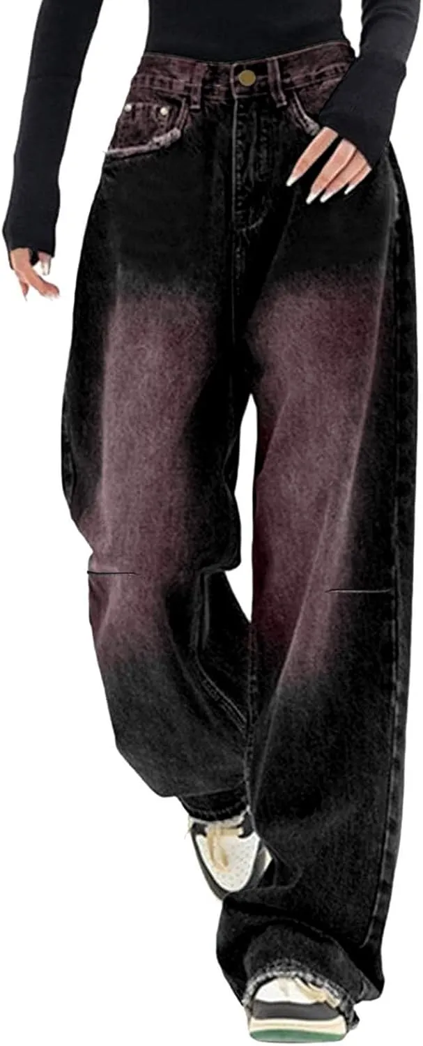 Baggy Jeans for Women High Waist Y2K Boyfriend Jeans Vintage Loose Wide Leg Denim Pants Teen Girls Hiphop Streetwear