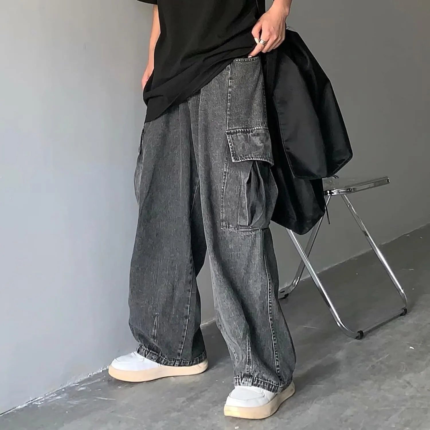 Baggy Jeans Men Relaxed Fit Straight-Leg Casual Jeans for Men Y2K Wide Leg Harajuku Denim Pants Hip Hop Streetwear