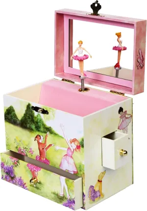 Ballerina Jewelry Box for Girls Two Time TuTu Ballerina Spins to Music 4 Pullout Drawers