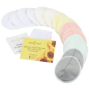 Bamboo Viscose Nursing Pads - 14 Washable Pads with Wash and Storage Bags - Breastfeeding Nipple Pads for Maternity - Reusable Breast Pads for Breastfeeding (Pastel Touch, Medium 3.9")
