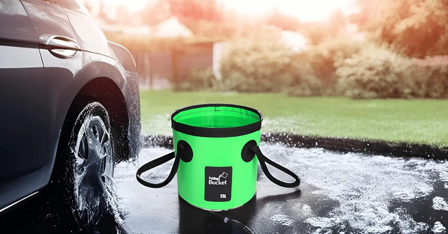 BANCHELLE Collapsible Bucket Water Container Portable Folding Camp Wash Basin for Outdoor Traveling Hiking Fishing Car Washing Gardening Camping 2 PCS