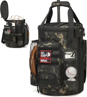 Baseball Bucket Bag 6 Gallon Bucket Cover Organizer w/Padded Seat tactical Softball Coaches Bag for Balls, Bat, Gloves, Scoreboards