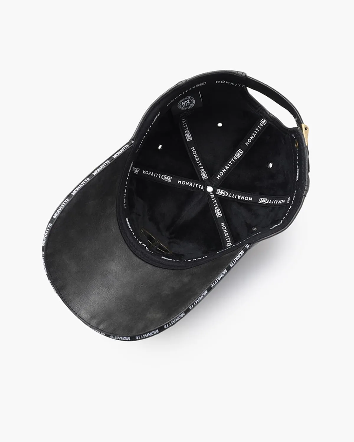 Baseball Cap, Faux Leather, Black, Classic High Crown Hat, Metal Logo