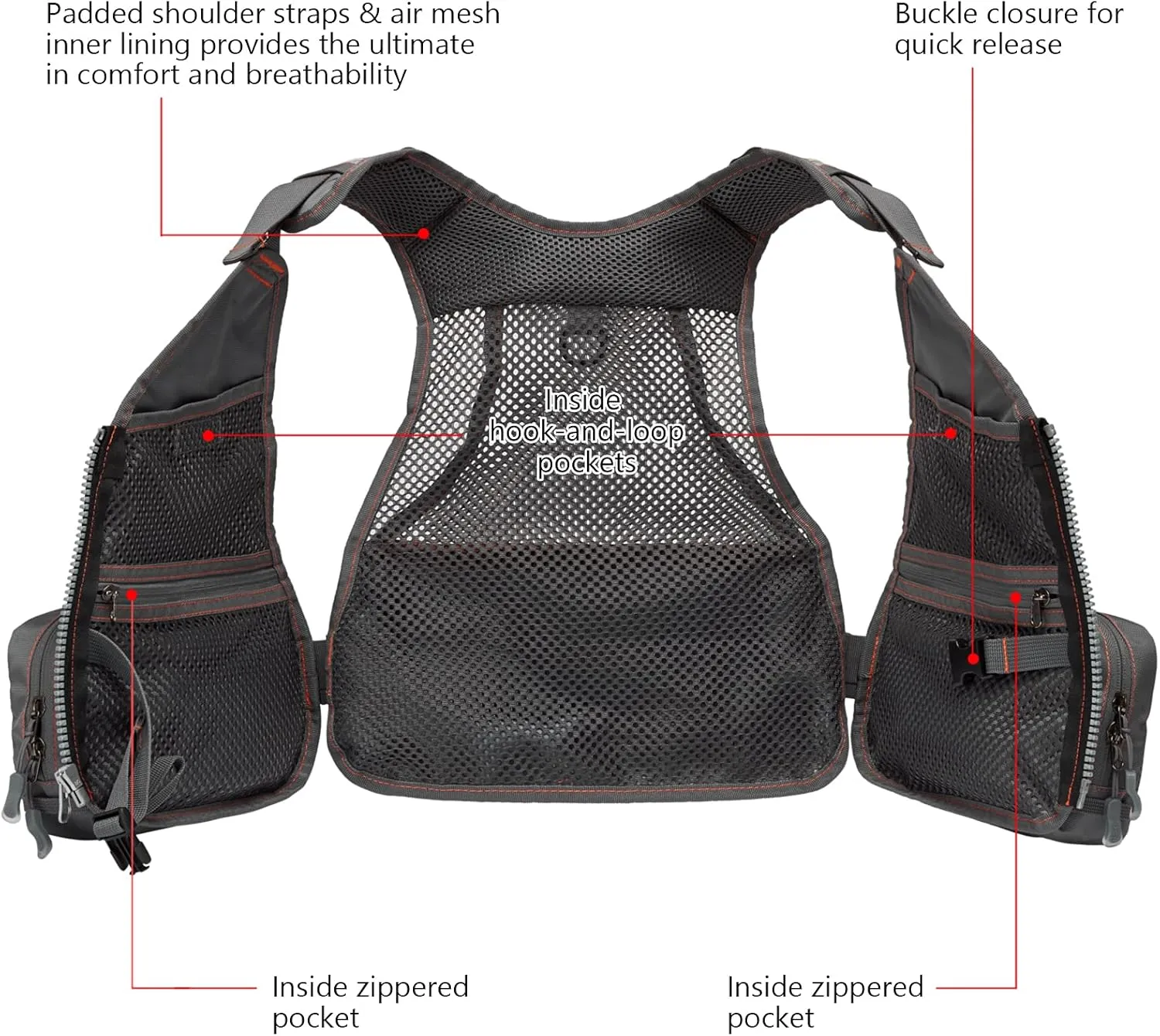 Bassdash Youths Kids Fly Fishing Vest for Adjustable Size with Multiple Pockets Trout Bass Fishing Gear FV09