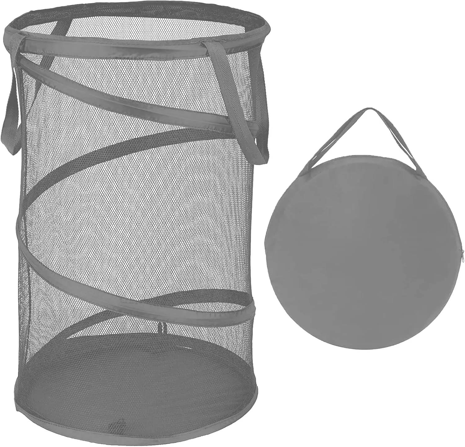 BATTOO Collapsible Laundry Baskets, Foldable Mesh Pop Up Hamper, Portable Laundry Basket Hamper with Handles for Laundry, Bathroom, Kids Room, College Dorm, Travel, Storage Organizer Grey