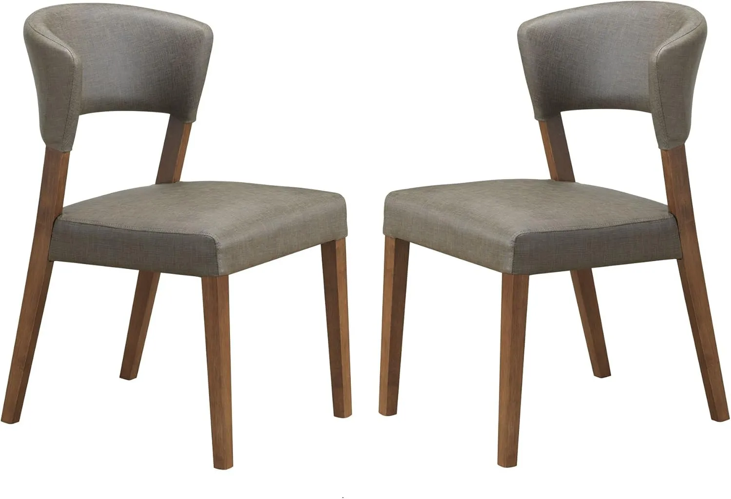 Baxton Studio Montreal Mid-Century Dark Walnut Wood Grey Faux Leather Dining Chair