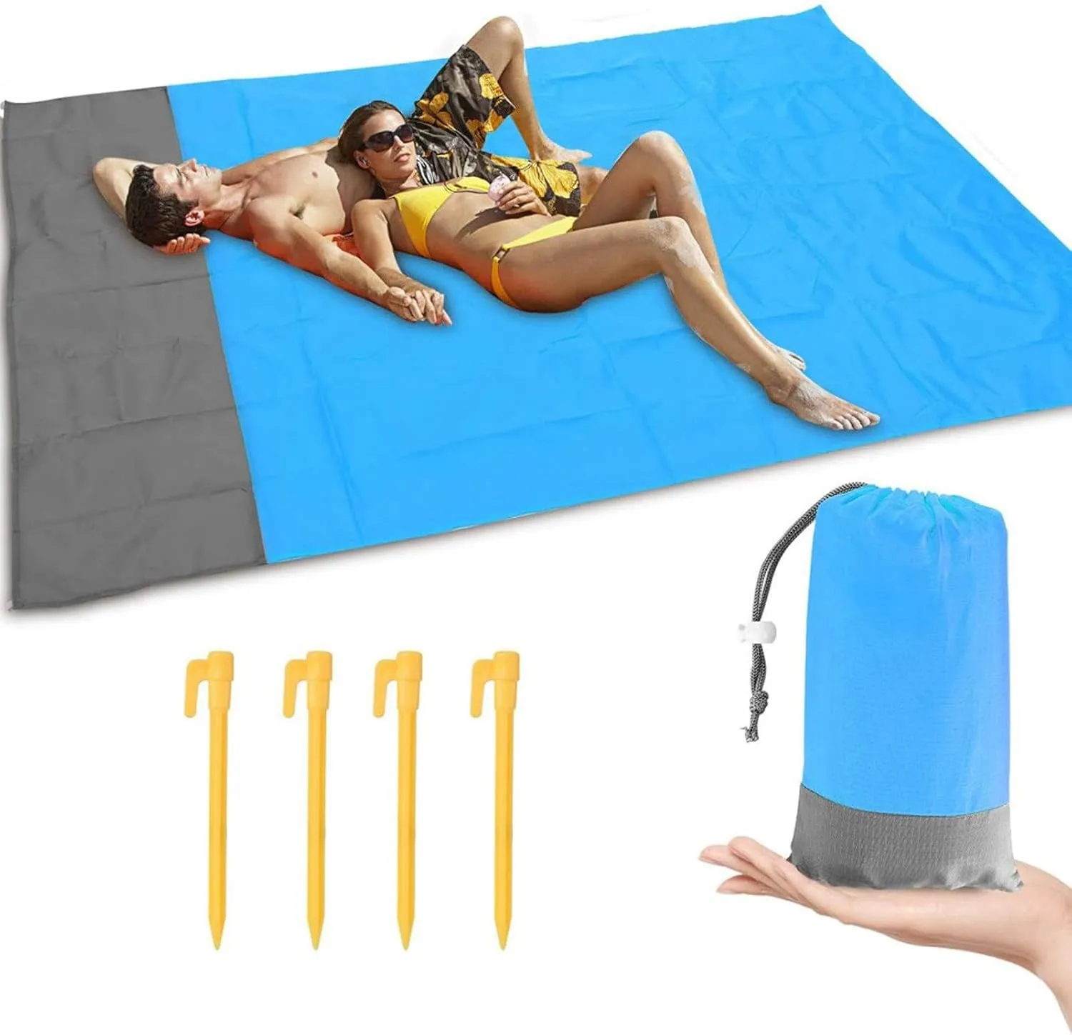 Beach Blanket Waterproof Sandproof, 80"×50" Quick Drying Extra Large Beach Mat with Storage Bag,Lightweight Picnic Mat,Durable Beach Blankets for Travel Outdoor Camping Hiking