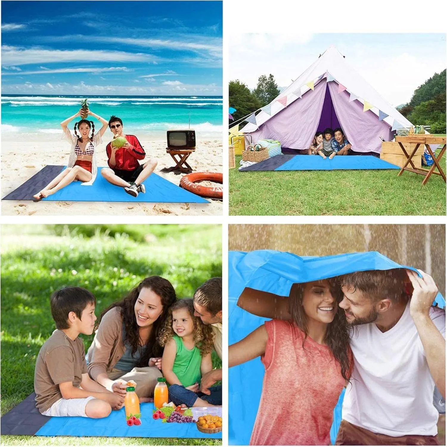 Beach Blanket Waterproof Sandproof, 80"×50" Quick Drying Extra Large Beach Mat with Storage Bag,Lightweight Picnic Mat,Durable Beach Blankets for Travel Outdoor Camping Hiking