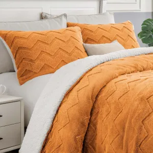 BEDELITE Fluffy Twin Comforter Set - Super Soft Sherpa Burnt Orange Comforter for Twin Size Bed, Luxury Warm Bedding Set for Winter, Fuzzy Bed Set 2 Piece (1 Comforter, 1 Pillowcase)