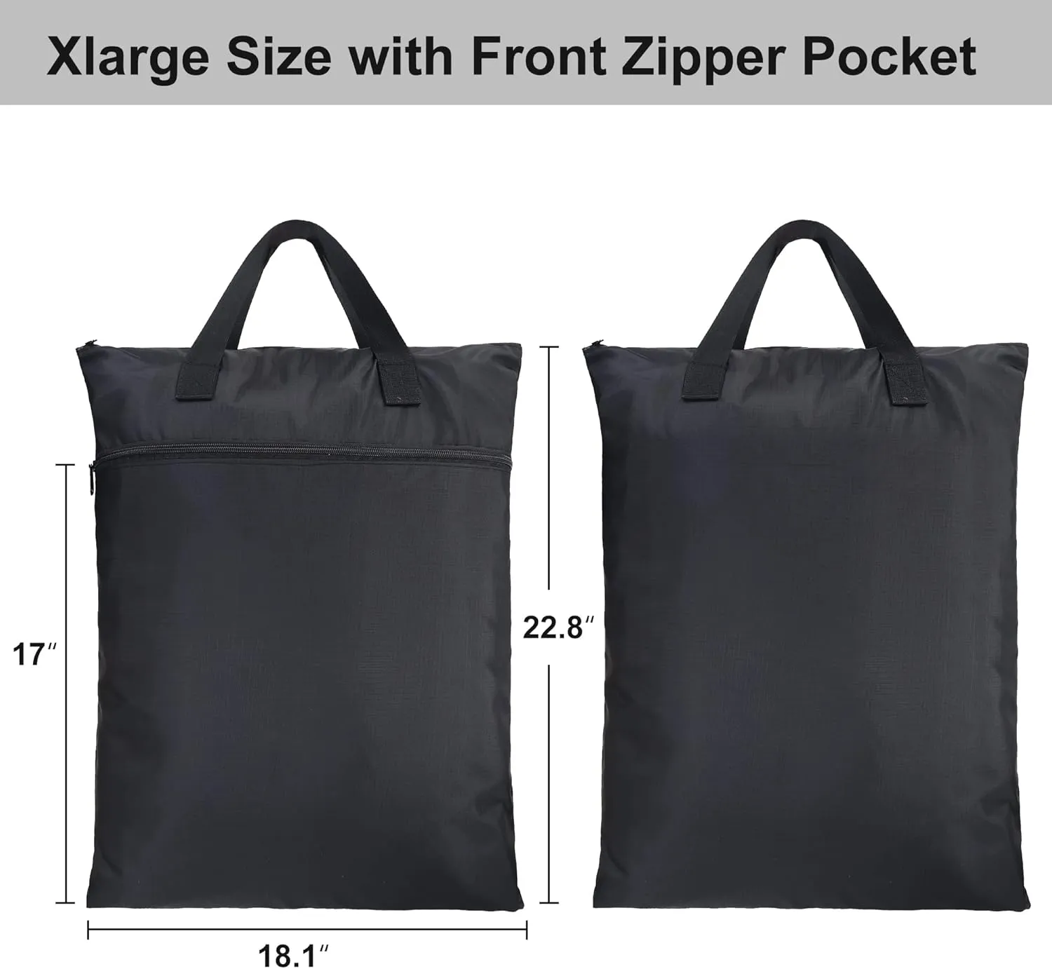 BeeGreen Black Laundry Bag for Traveling with Handles & Zipper Pockets Hanging Laundry Hamper Heavy Duty Collapsible for Dirty Clothes College Dorm Gym Beach Pool Swimsuit