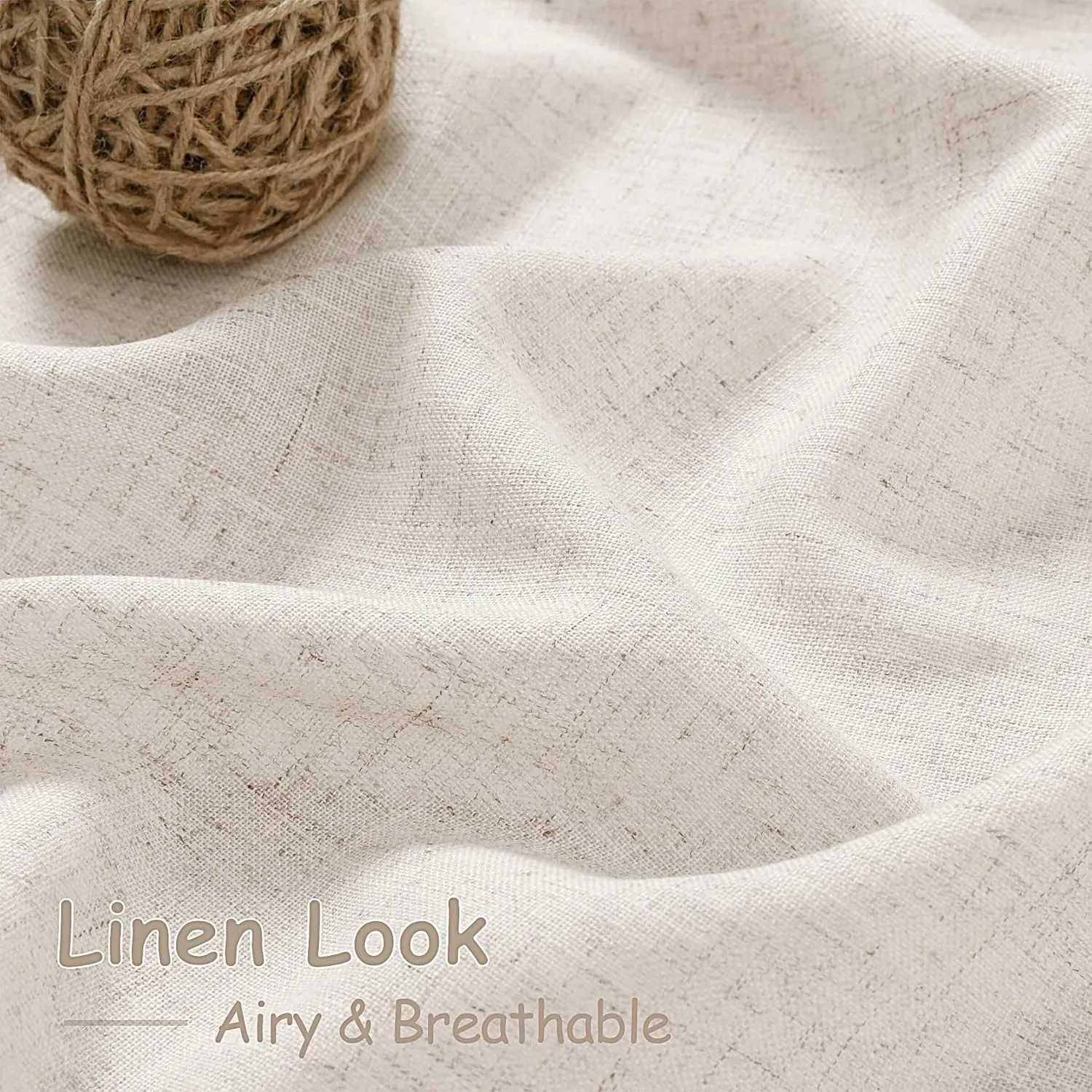Beige Flax Linen Curtains 84 inches Long for Living Room 2 Panel Tan Burlap Textured Drapes Semi Sheer Privacy Khaki Window Curtain Country Rustic Farmhouse Canvas Cloth Curtain for Dinning Room