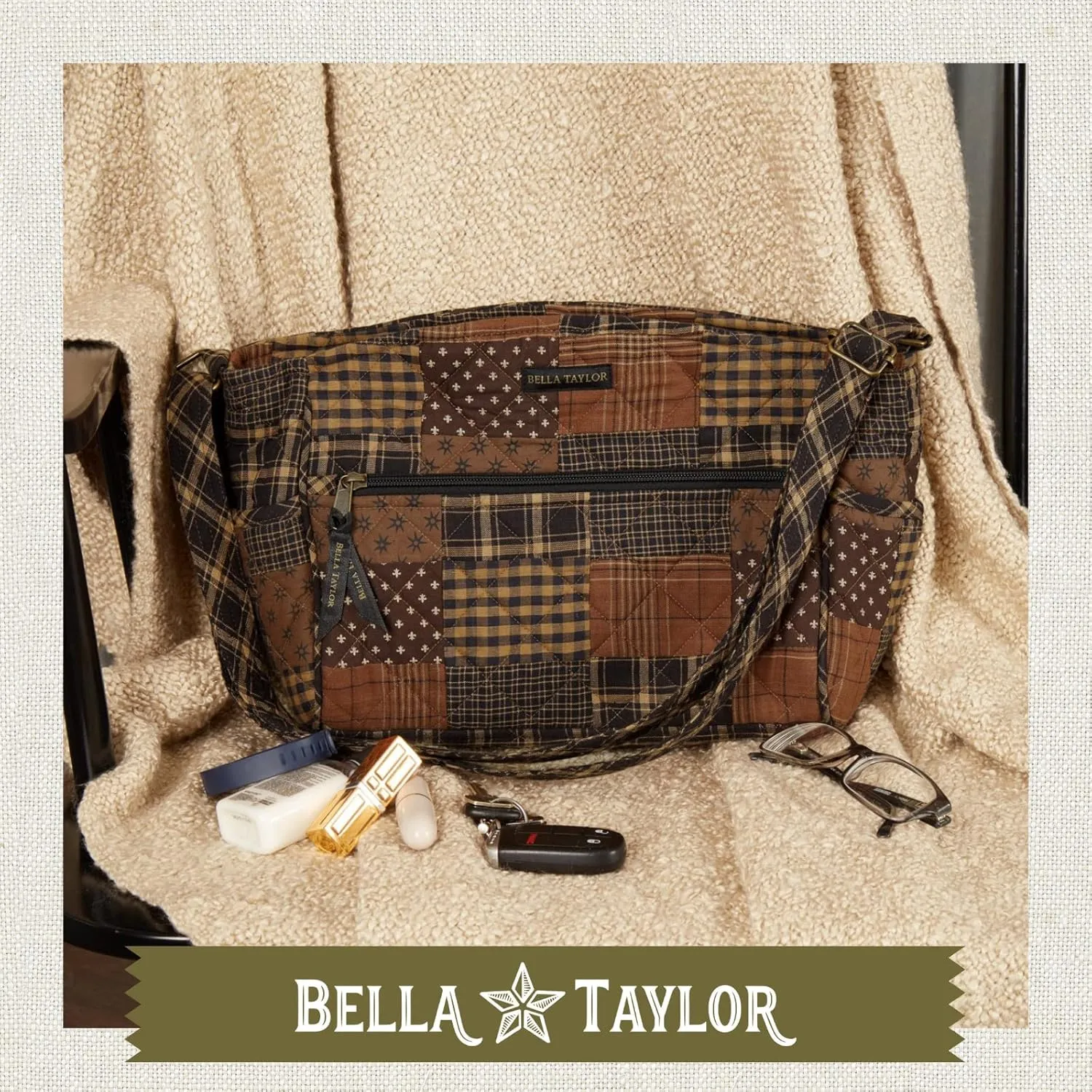 Bella Taylor Claire Crossbody Shoulder Bag, Multicompartment Purse for Women