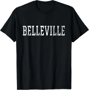 Belleville Vintage White Text Apparel T-Shirt