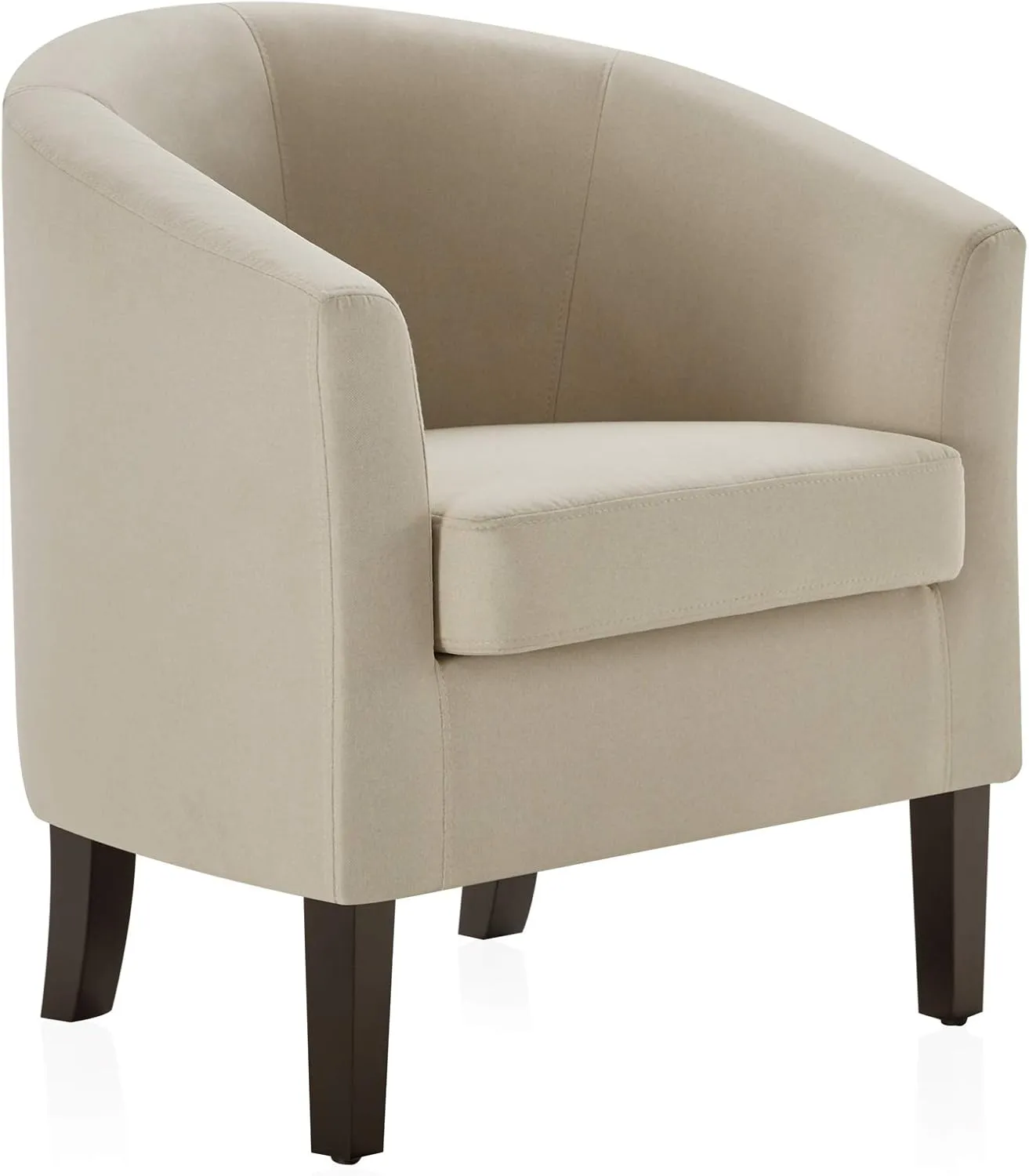 BELLEZE Living Room Chair, Linen Round Accent Barrel Chair, Club Tub Sofa Chair for Bedroom, Corner Chair with Flared Legs and Cozy Soft Padding - Highland (Beige)