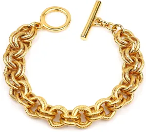 Ben-Amun Bracelet for Women, Handcrafted Elegance From New York City, 7”, 24K Gold Electroplated with Toggle Closure