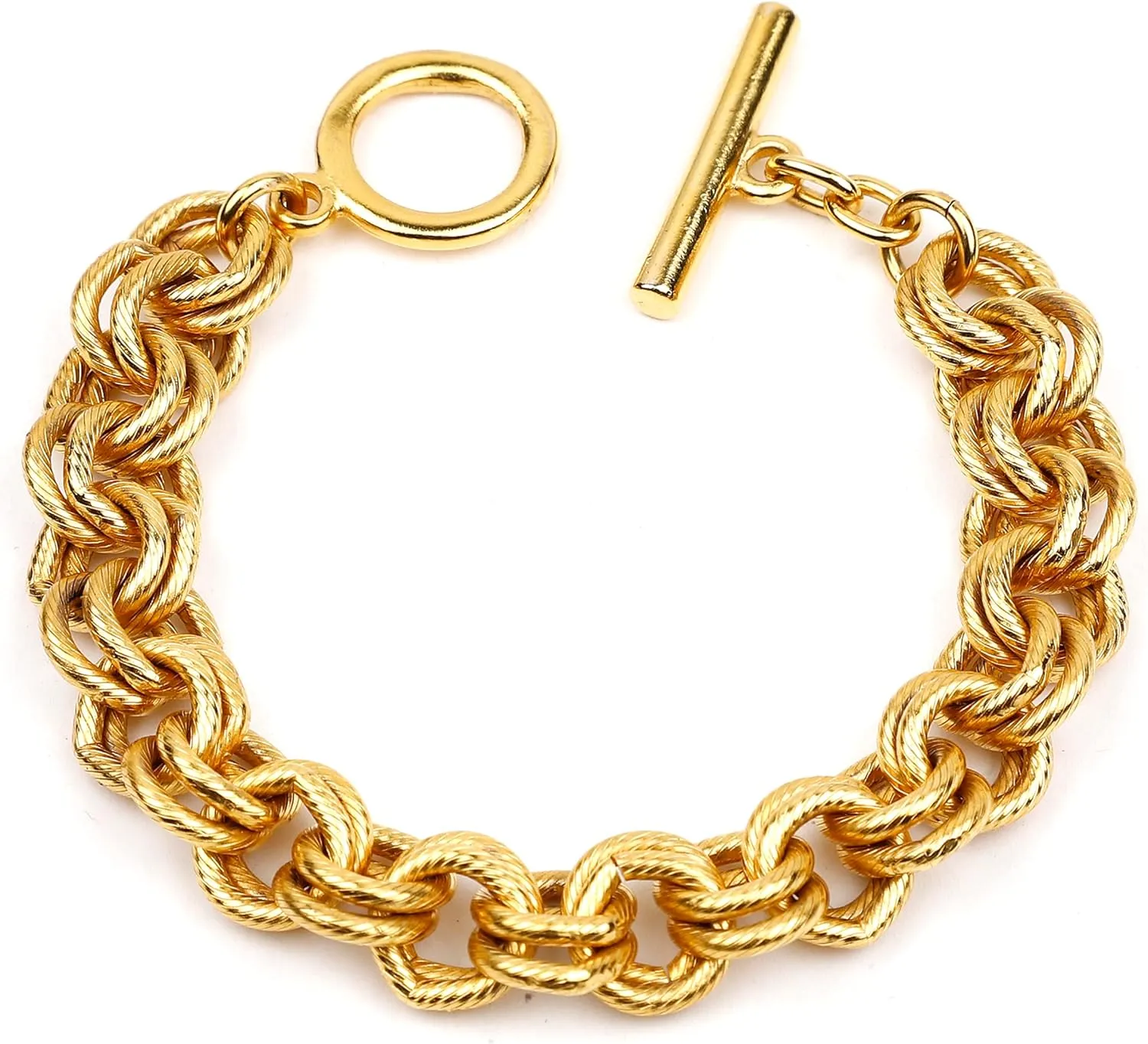 Ben-Amun Bracelet for Women, Handcrafted Elegance From New York City, 7”, 24K Gold Electroplated with Toggle Closure