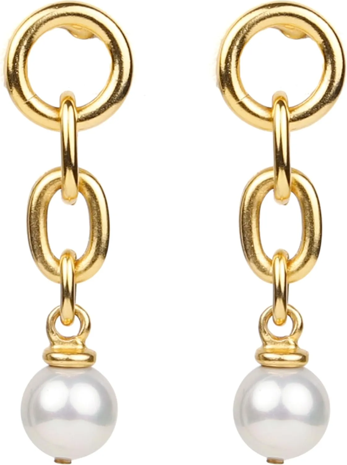 Ben-Amun Drop Earrings for Women, Handcrafted Luxury from New York City, 1.5", 24K Gold Plated with Majorca Glass Pearls