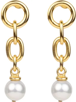 Ben-Amun Drop Earrings for Women, Handcrafted Luxury from New York City, 1.5", 24K Gold Plated with Majorca Glass Pearls