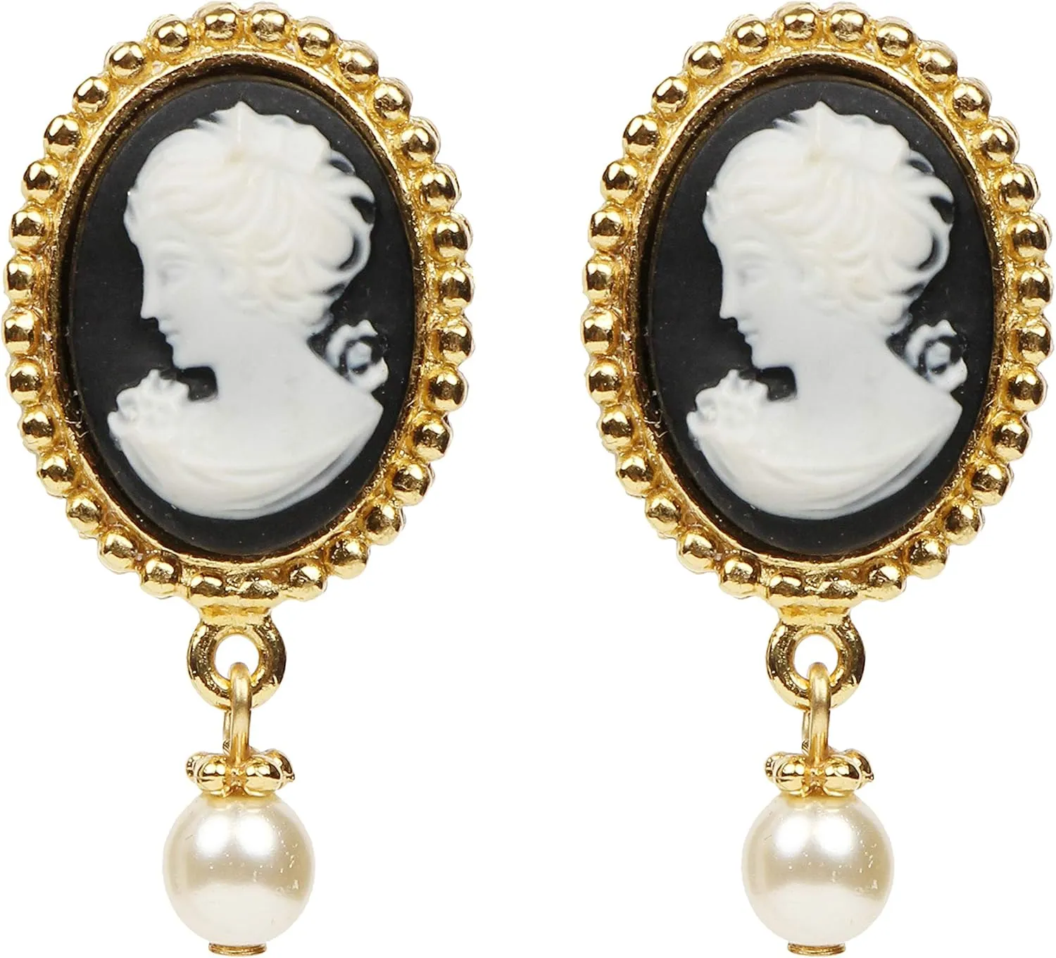 Ben-Amun Jewelry 24k Gold Plated Cameo Victorian Statement Earring Collection