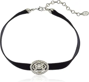 Ben-Amun Jewelry Mod Victorian Burgundy Velvet and Swarovski Crystal Choker Necklace