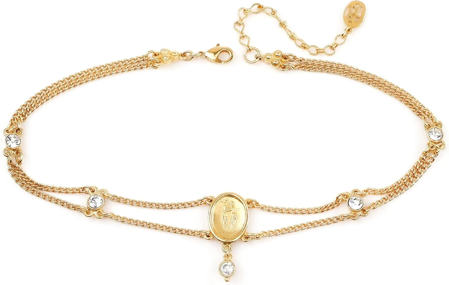 Ben-Amun The Anne Necklace for Women, Handcrafted Elegance from New York City, 18" with 2" Extender, Lobster Closure, Clear Crystals, 24K Gold Plated, Tin Alloy