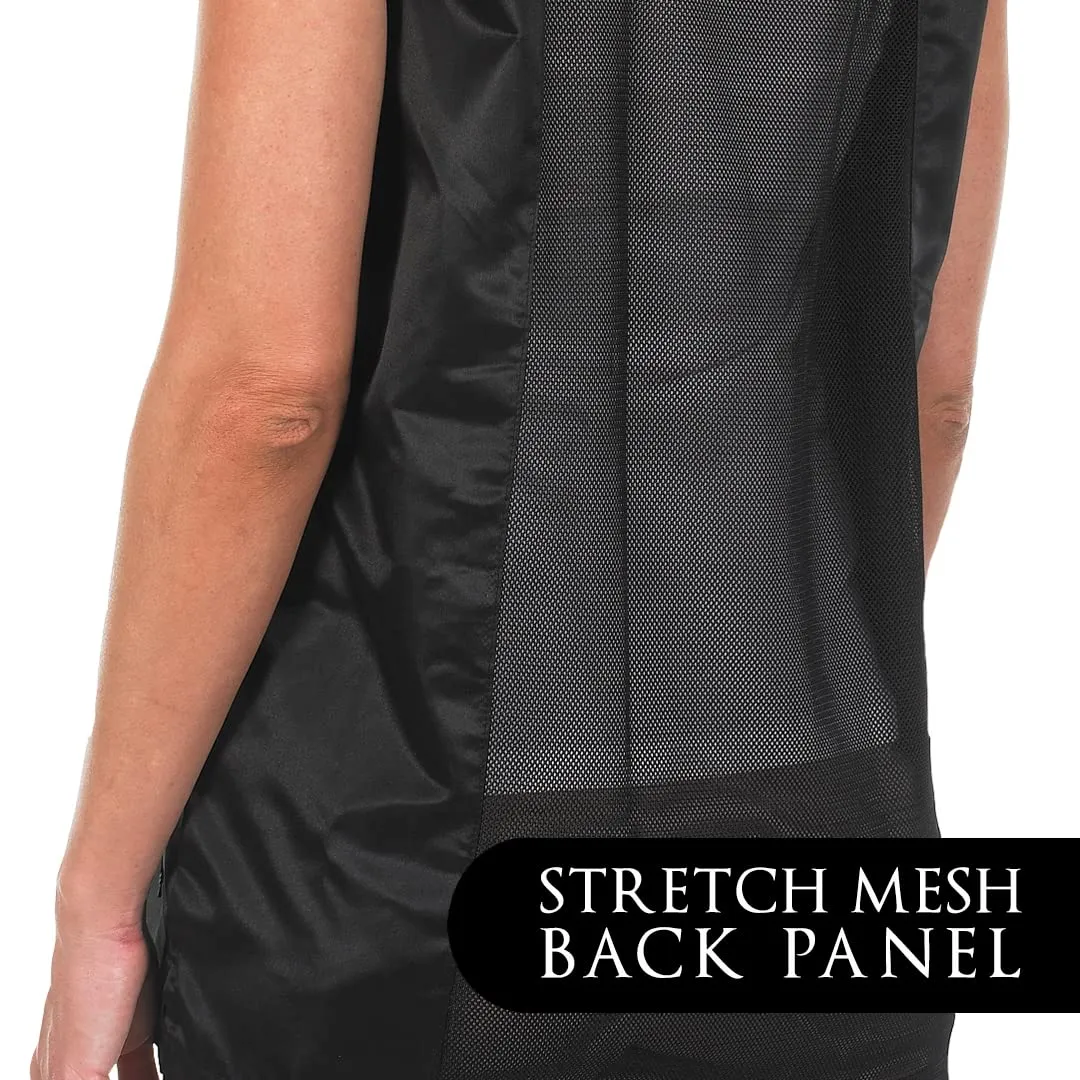 Betty Dain Kool Breeze Mesh Back Salon Stylist Vest, Unique Stretch Mesh Back For Breathability, Pockets with Zippered Bottoms, Button Closure, Lightweight, Water Resistant Polyester Fabric, M/L