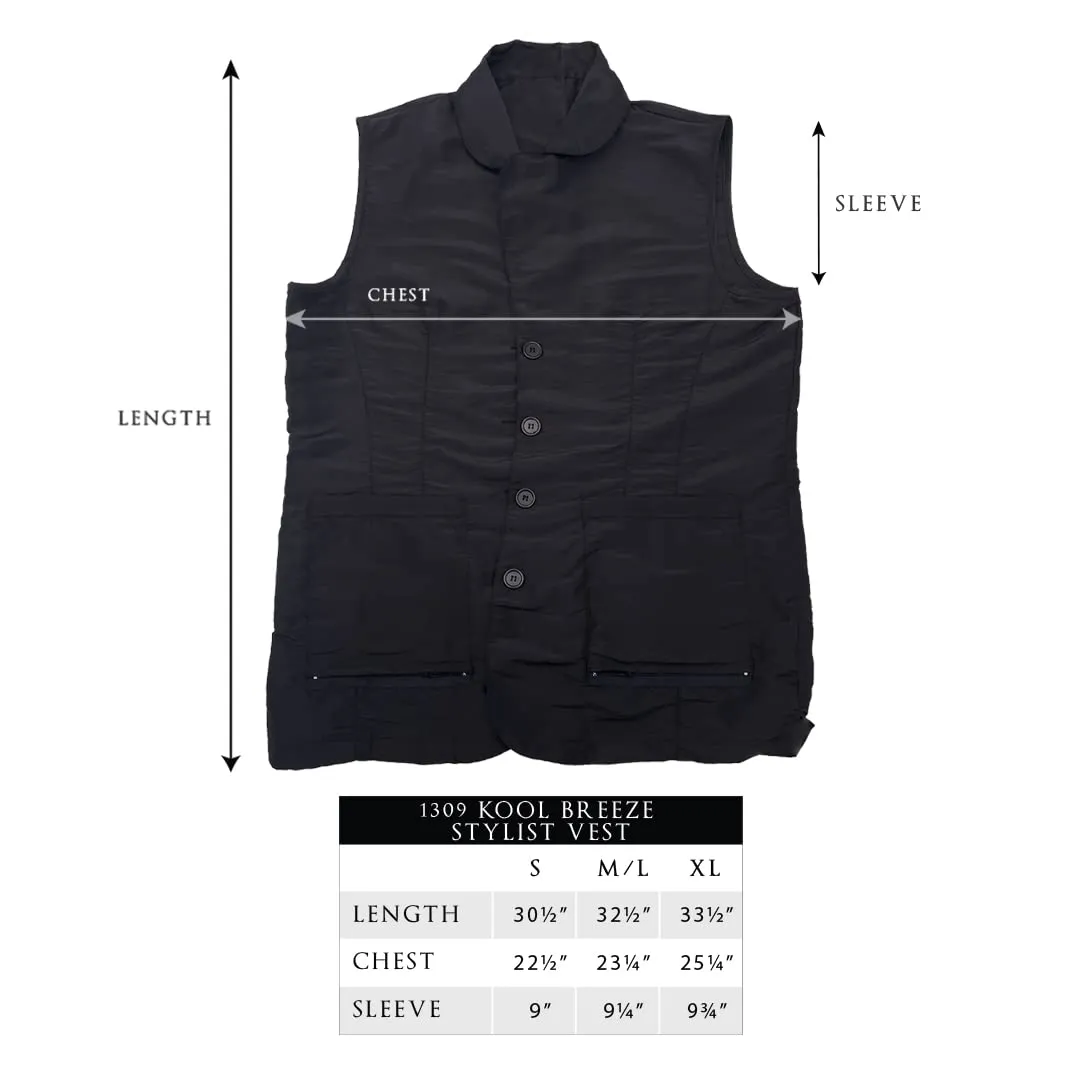 Betty Dain Kool Breeze Mesh Back Salon Stylist Vest, Unique Stretch Mesh Back For Breathability, Pockets with Zippered Bottoms, Button Closure, Lightweight, Water Resistant Polyester Fabric, M/L