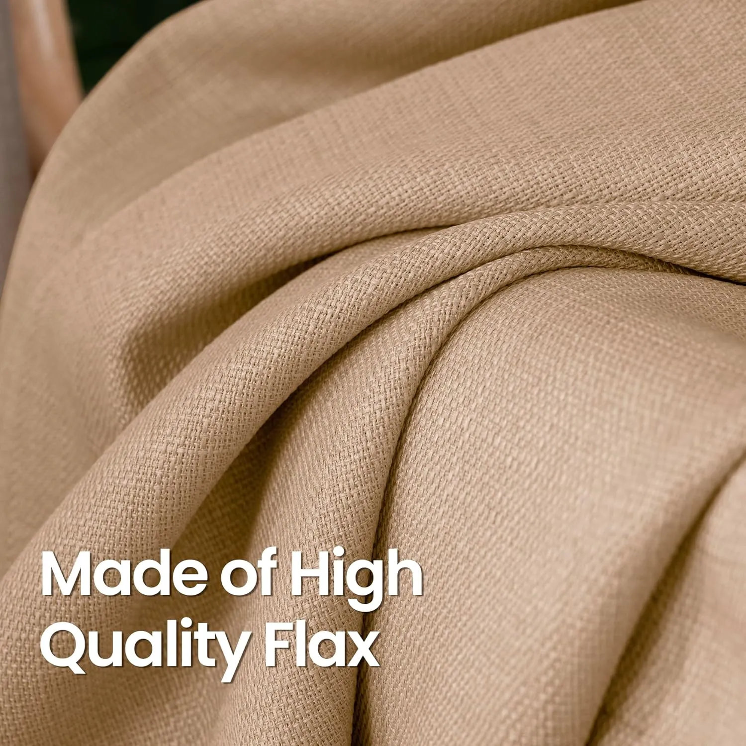 BGment Faux Linen Curtains 90 Inches Long Set of 2 Panels, Living Room Long Curtains Burlap Textured Thick Light Filtering Privacy Grommet Window Treatments, 52 x 90 Inch, Tan