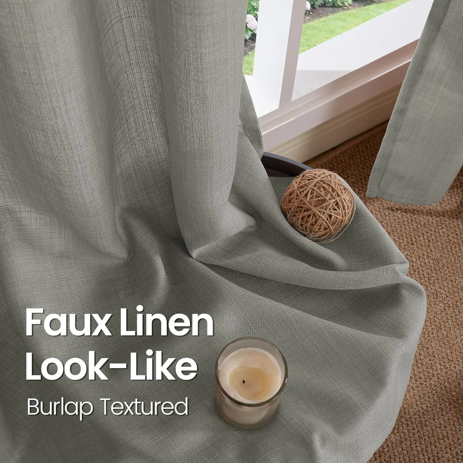 BGment Faux Linen Curtains for Living Room 84 Inch Length 2 Panels Set, Burlap Textured Thick Long Curtains Light Filtering Privacy Window Curtain Drapes with Grommet, 52 Inch Wide Each Panel, Grey