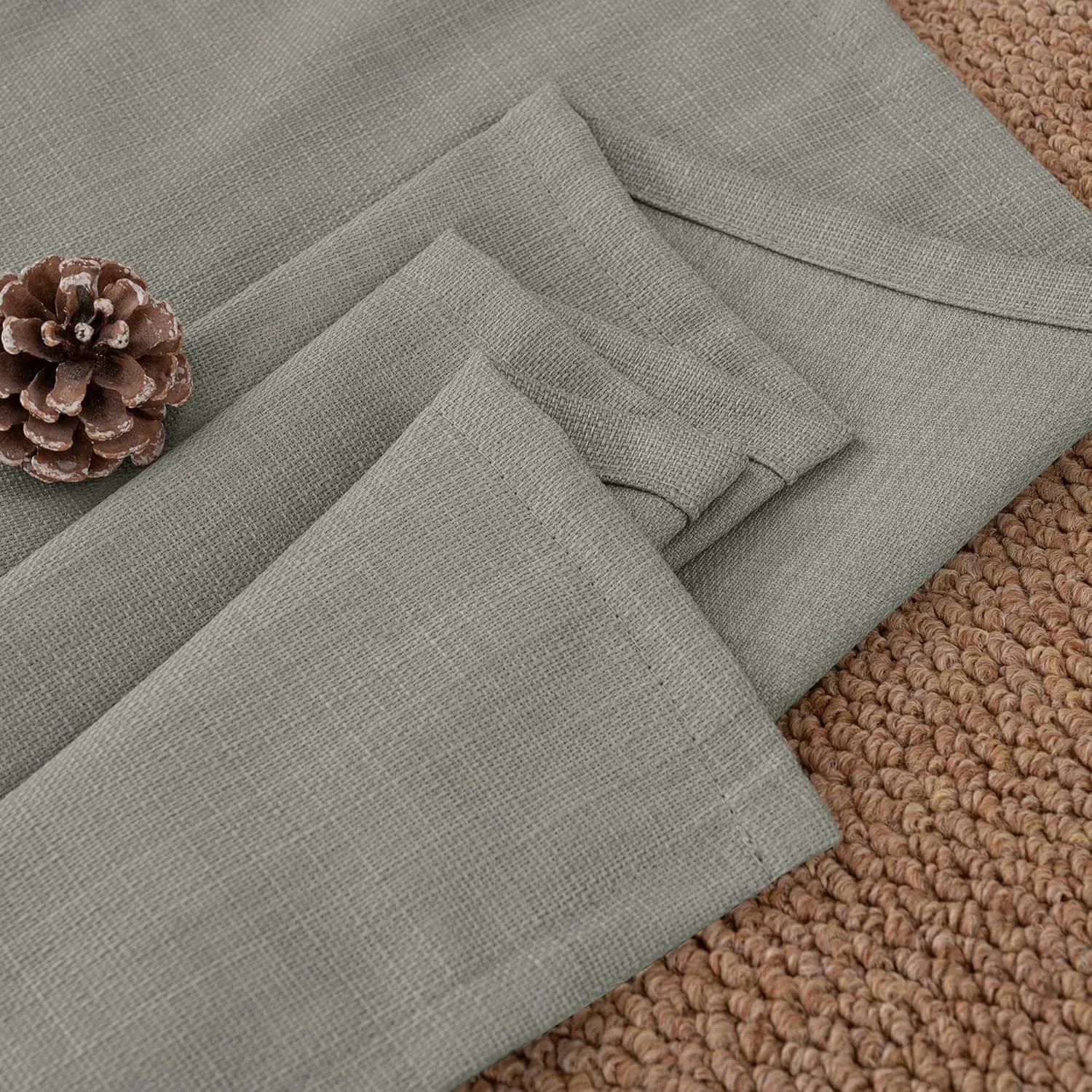 BGment Faux Linen Curtains for Living Room 84 Inch Length 2 Panels Set, Burlap Textured Thick Long Curtains Light Filtering Privacy Window Curtain Drapes with Grommet, 52 Inch Wide Each Panel, Grey