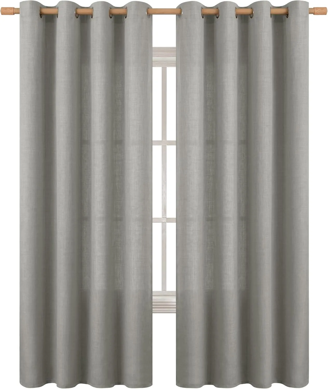 BGment Faux Linen Curtains for Living Room 84 Inch Length 2 Panels Set, Burlap Textured Thick Long Curtains Light Filtering Privacy Window Curtain Drapes with Grommet, 52 Inch Wide Each Panel, Grey