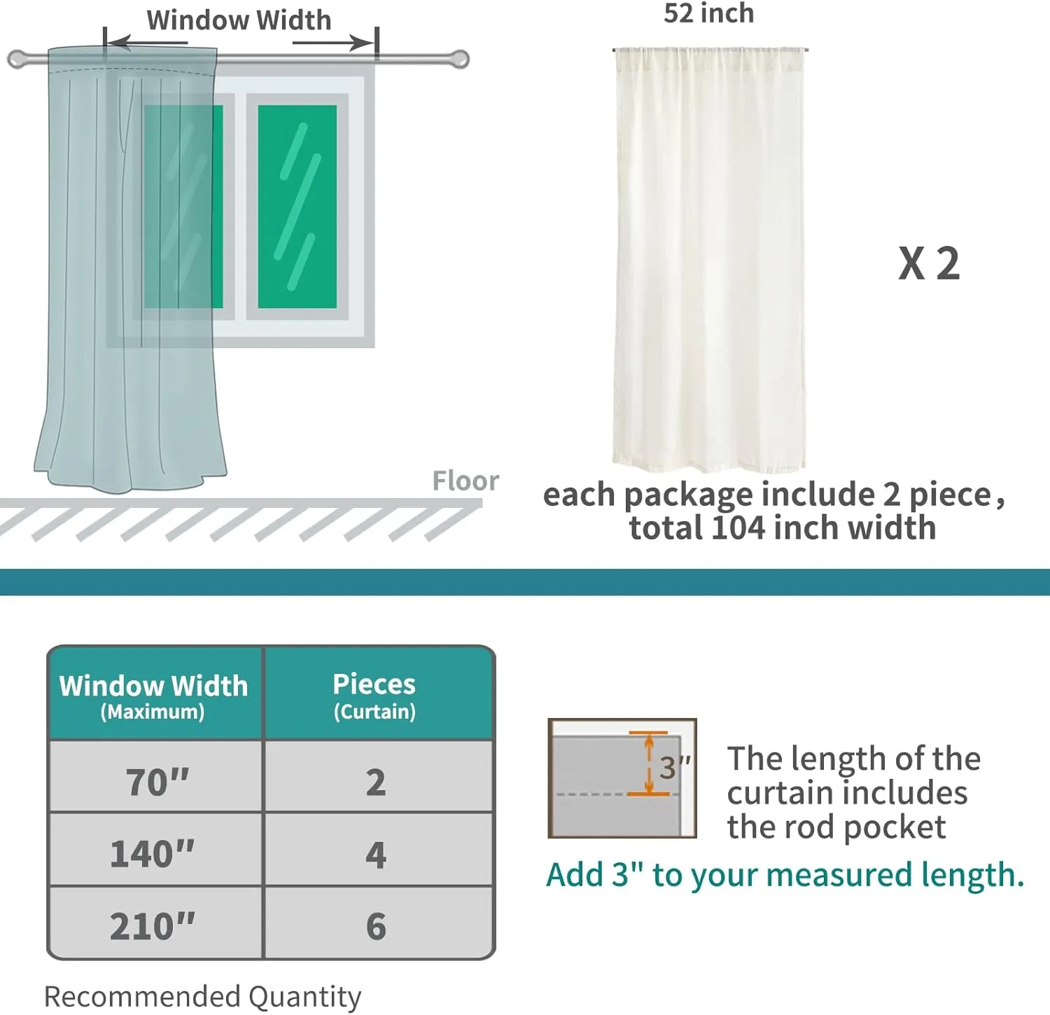 BGment Light Grey Linen Semi Sheer Curtains for Living Room - Rod Pocket Light Filtering Window Drapes Natural Textured for Bedroom Office Lightweight Rustic, 2 Panels Set, 52 X 63 Inch