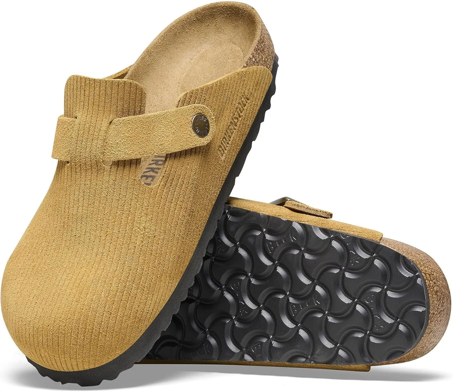 Birkenstock Boston Suede Embossed Clogs Cork Brown