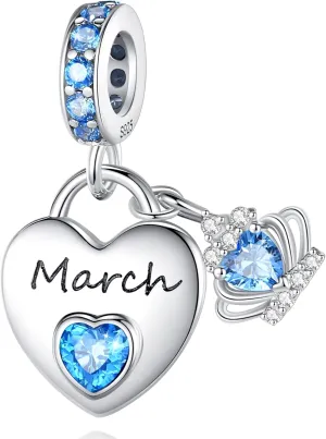 Birthstone Charms for Charms Bracelet: 925 Sterling Silver Heart Dangle Charms for Bracelets and Necklaces, Birthday Mother's Day Christmas Jewelry Gifts For Women.