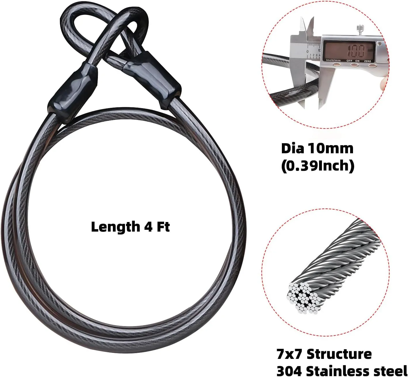 Black Silicone 4-Digit Resettable Combination Heavy Duty Anti-Theft Locks and 12mm x1.2m Cable,Keyless Lock for Outdoor,U-Lock with Sturdy Mounting Bracket,for Mountain Bikes,（1 Set）